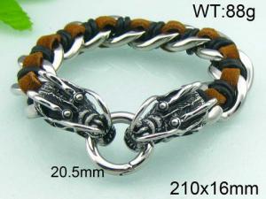 Stainless Steel Leather Bracelet - KB44131-D
