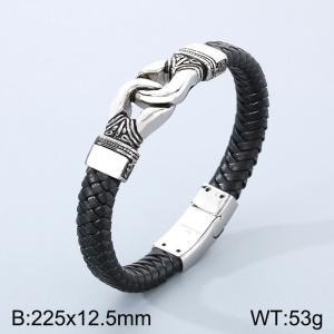 Fashion Cowhide Braided Punk Style Knot Leather Bracelet for Men - KB46722-D