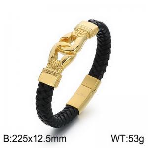 Stainless Steel Leather Bracelet - KB47342-D