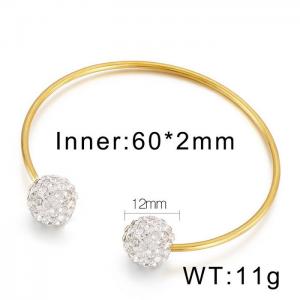 Full diamond ball C-shaped personality double mud diamond ball opening Gold-plating Bangle - KB48478-Z