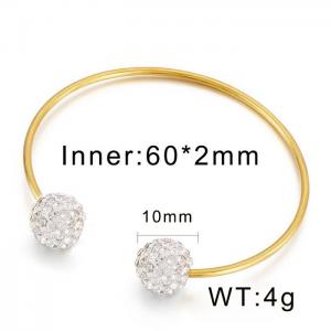 Full diamond ball C-shaped personality double mud diamond ball opening Gold-plating Bangle - KB48479-Z