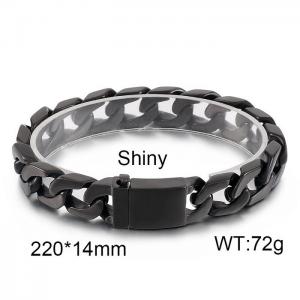 European and American fashion trendy men's Cuban chain titanium steel Black-plating Bracelet - KB49337-D