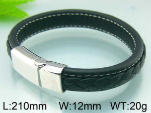 Stainless Steel Leather Bracelet - KB51334-D