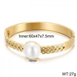 Stainless Steel Stone Bangle - KB52085-K