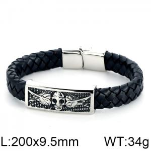 Stainless Steel Leather Bracelet - KB53392-K