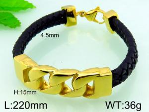 Stainless Steel Leather Bracelet - KB54083-D
