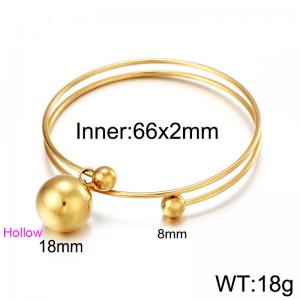 Double circle adjustable steel ball hollow ball women's Gold-plating Bangle - KB55845-Z