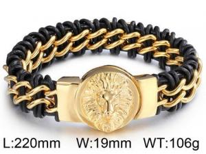 Stainless Steel Leather Bracelet - KB58444-BD