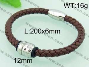 Stainless Steel Leather Bracelet  - KB59350-TXH