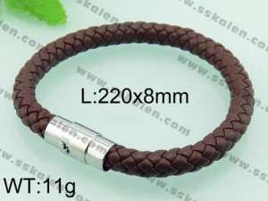 Stainless Steel Leather Bracelet  - KB59351-TXH