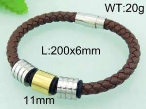 Stainless Steel Leather Bracelet  - KB59356-TXH