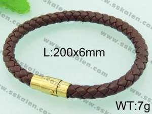  Stainless Steel Leather Bracelet  - KB59367-TXH