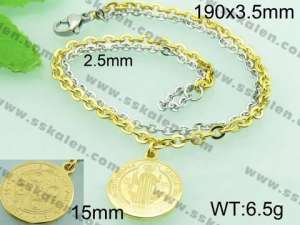 Stainless Steel Gold-plating Bracelet  - KB60761-Z
