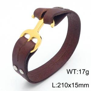 Stainless Steel Leather Bracelet - KB62342-BD