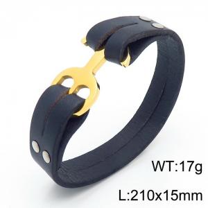 Stainless Steel Leather Bracelet - KB62344-BD