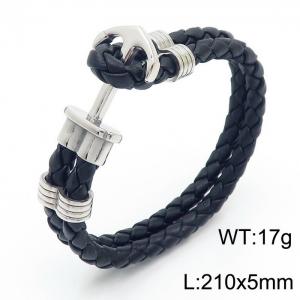 Stainless Steel Leather Bracelet - KB62349-BD