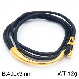 Stainless Steel Leather Bracelet - KB62357-BD