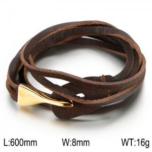 Stainless Steel Leather Bracelet - KB62360-BD