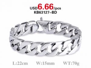 Wholesale Mens Silver & Shiny Bracelet In 316L Stainless Steel - KB63127-BD