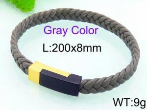 Stainless Steel Leather Bracelet - KB63837-SJ
