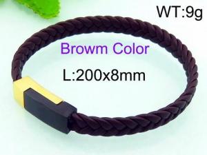 Stainless Steel Leather Bracelet - KB63848-SJ