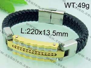 Stainless Steel Leather Bracelet - KB64525-LE