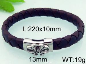 Stainless Steel Leather Bracelet - KB66282-BD