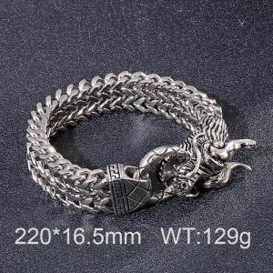 Oxidized faucet slingshot buckle double layer chain men's hip-hop bracelet - KB66290-BD