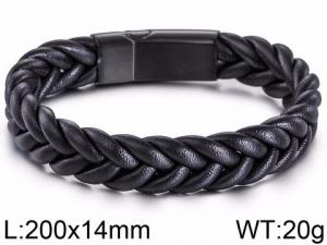 Stainless Steel Leather Bracelet - KB66833-JR