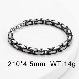 Advanced Titanium Steel Color blocked Emperor Chain Men's Black-plating Bracelet - KB68728-H