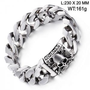 Cuban chain thick bracelet men's stainless steel skull bracelet - KB69725-BD