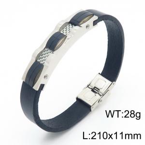 Stainless Steel Leather Bracelet - KB69906-K