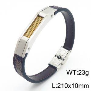 Stainless Steel Leather Bracelet - KB69907-K