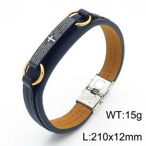 Stainless Steel Leather Bracelet - KB69910-K
