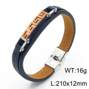 Stainless Steel Leather Bracelet - KB69912-K