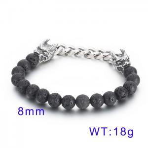 Volcanic Stone Beads Oxidation Dragon Chain Elastic Men's Stone Bracelet - KB70573-BD