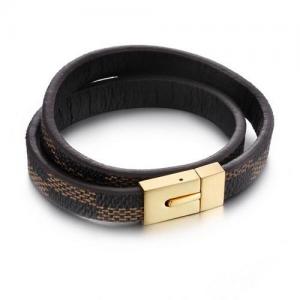 Stainless Steel Leather Bracelet - KB70987-SJ