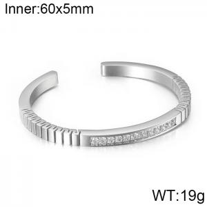 Stainless Steel Stone Bangle - KB73677-K