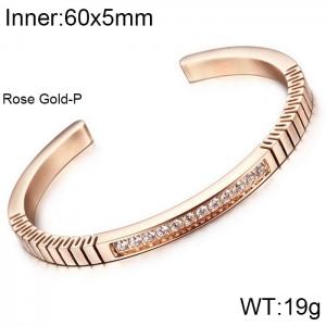 Stainless Steel Stone Bangle - KB73679-K