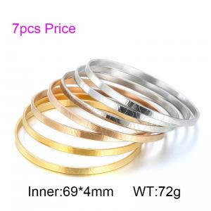 Stainless Steel Exaggerated multi-layered cracking pattern Gold-plating Bangle - KB79560-LO