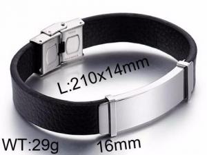 Stainless Steel Leather Bracelet - KB80871-JR