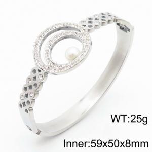 Stainless Steel Stone Bangle - KB80914-K