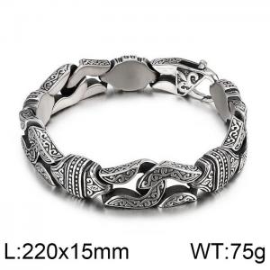 Double Epoxidized Lobster Clasp Men's Pattern Bracelet - KB82294-BD