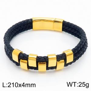 Stainless Steel Leather Bracelet - KB83966-K