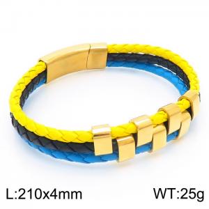 Stainless Steel Leather Bracelet - KB83967-K