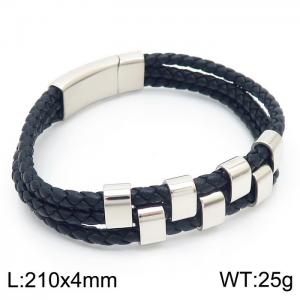Stainless Steel Leather Bracelet - KB83970-K