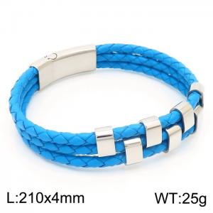 Stainless Steel Leather Bracelet - KB83971-K