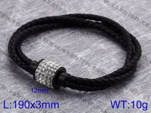 Stainless Steel Leather Bracelet - KB83973-K