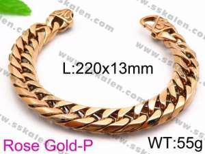 Stainless Steel Rose Gold-plating Bracelet - KB85645-K
