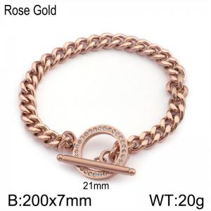 Stainless Steel Rose Gold-plating Bracelet - KB86618-Z